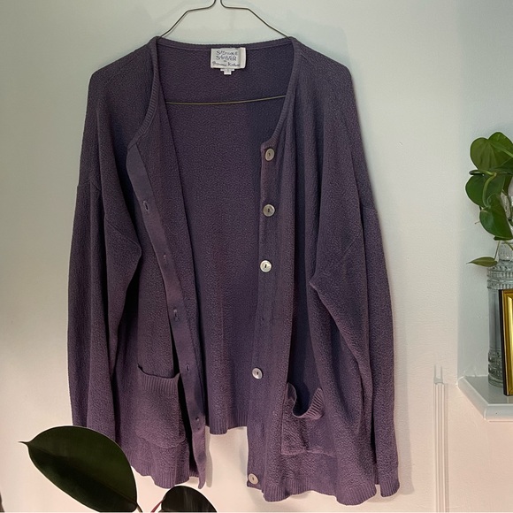 Stephanie Schuster Cardigan, Knit, Purple / Plum, mother of pearl, vintage - Picture 5 of 14
